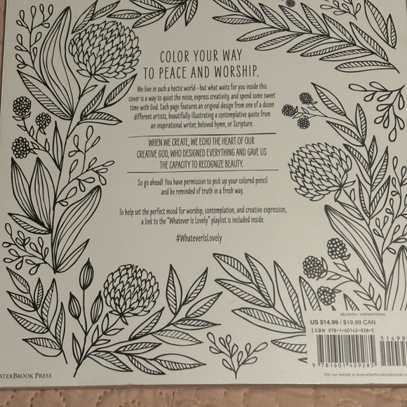 Whatever Is Lovely: A Coloring Book  Reflection and Worship Calming Has Pencils - Picture 4 of 4